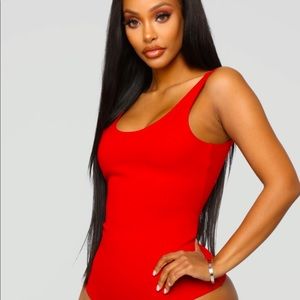 Fashion Nova Tanya Bodysuit Summer Tank Top Red